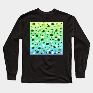 Falling leaves in green and blue Long Sleeve T-Shirt